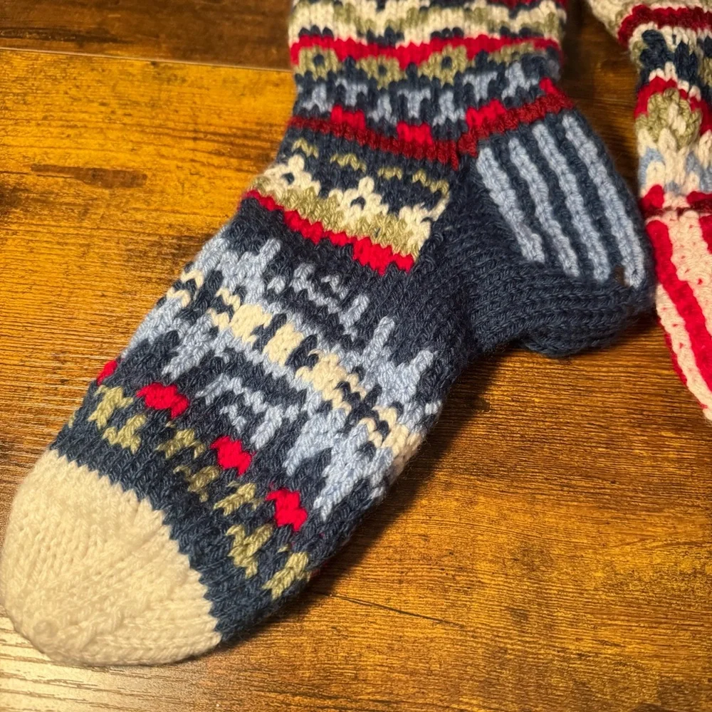 Handmade Knit Christmas Stockings Nordic Fair Isle Set‎ Of 2